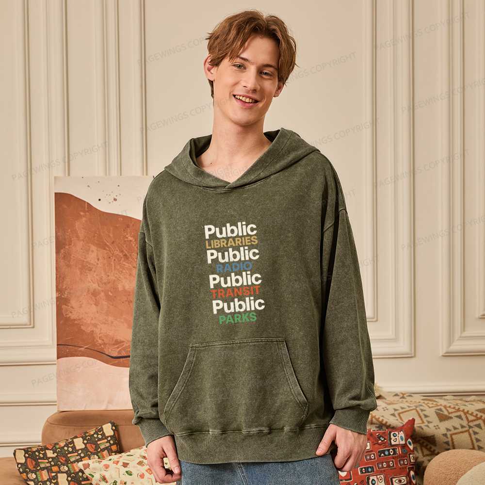 Pagewings Public Libraries15687 Book Unisex Washed Hoodie