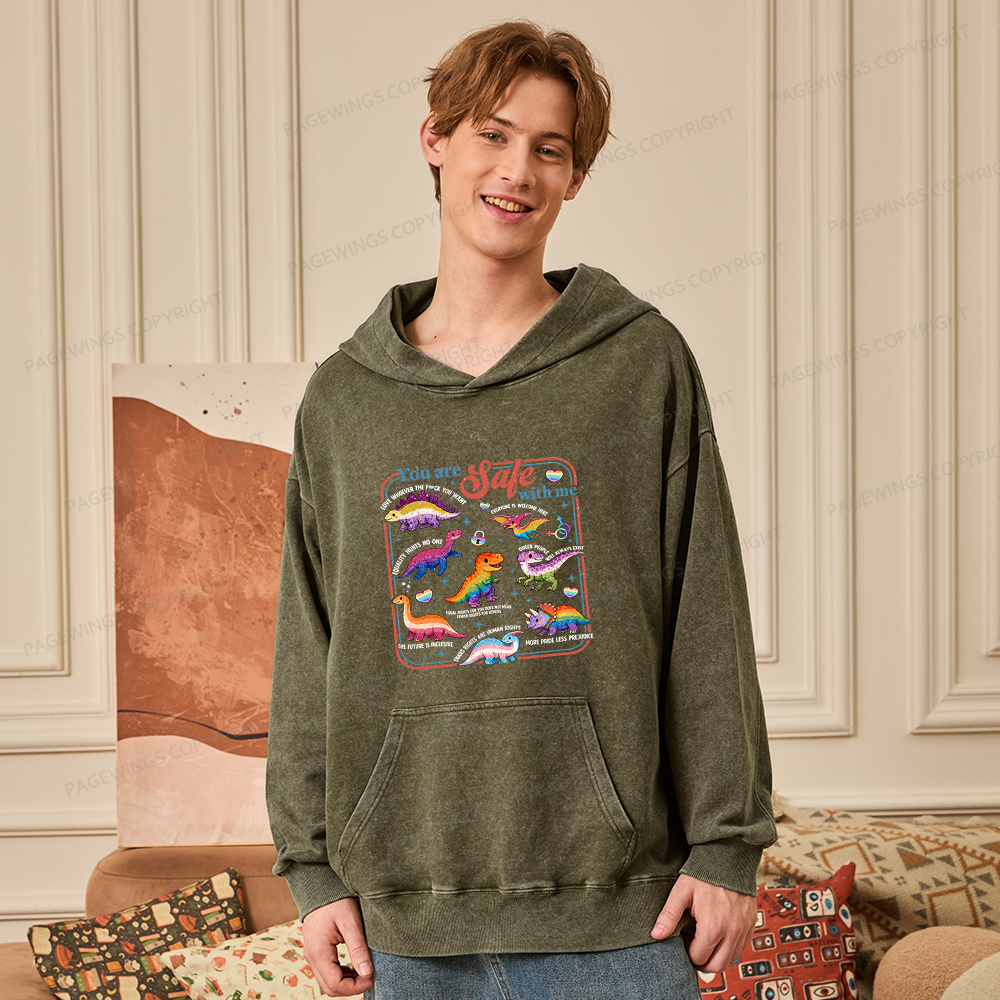 Pagewings You Are Safe With Me15899 Book Unisex Washed Hoodie