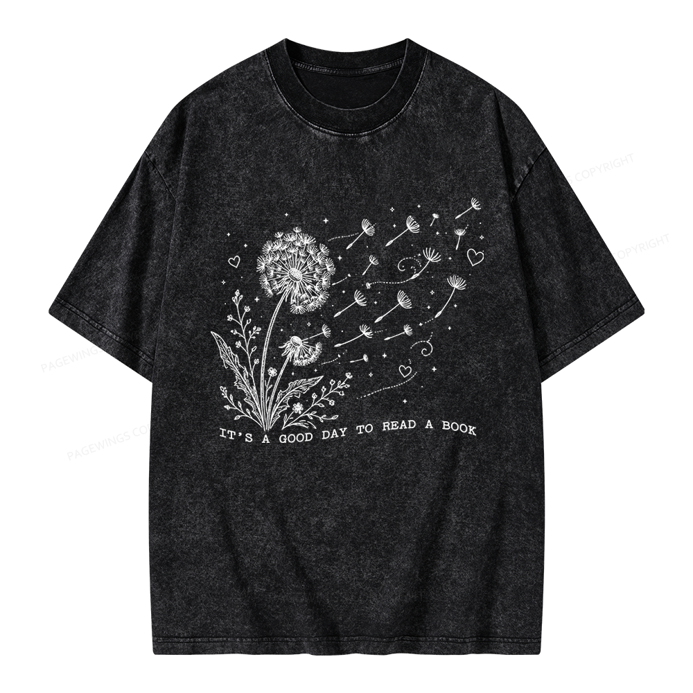 Pagewings It’s a Good Day to Read a Book Unisex Washed T-shirt