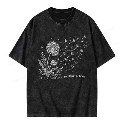 Pagewings It’s a Good Day to Read a Book Unisex Washed T-shirt