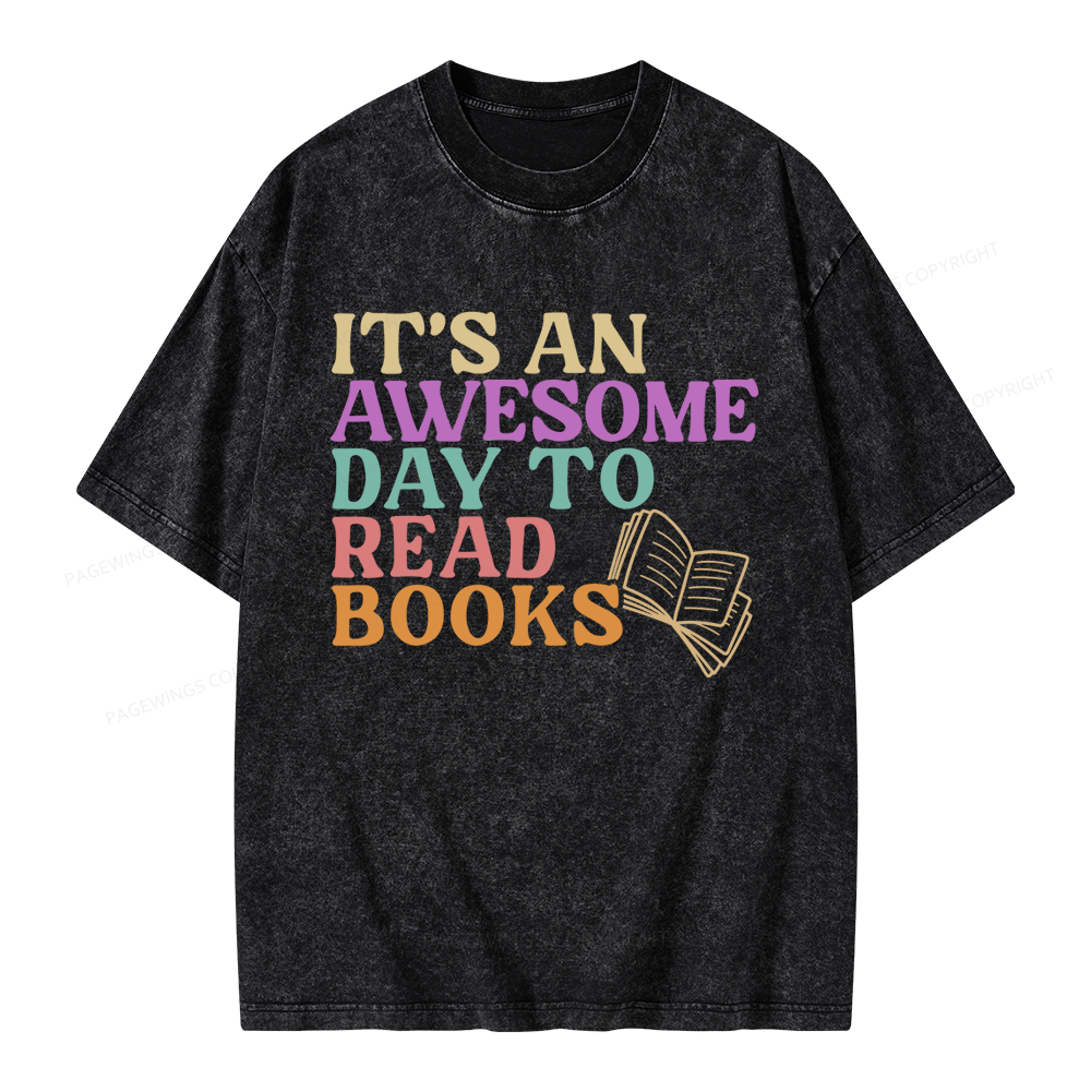 Pagewings Awesome Day To Read A Book Unisex Washed T-shirt