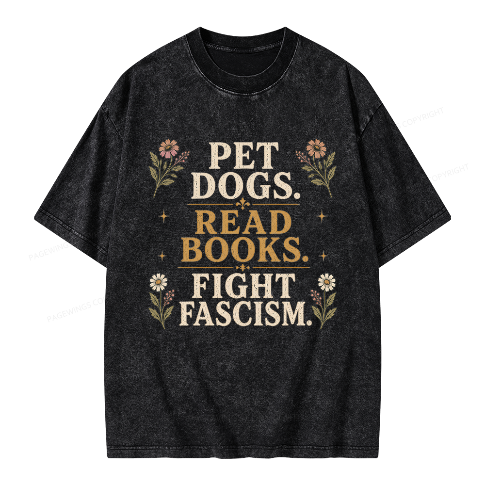 Pagewings Funny Anti Fascism Book Unisex Washed T-shirt