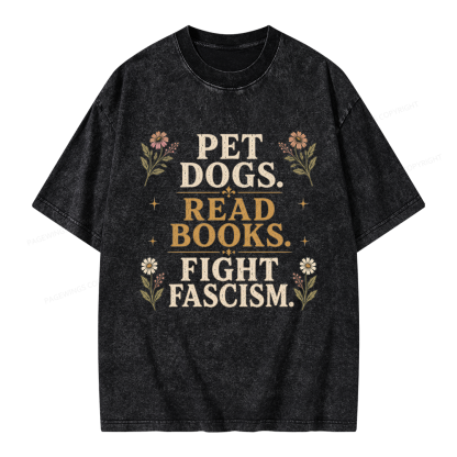 Pagewings Funny Anti Fascism Book Unisex Washed T-shirt