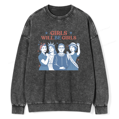 Pagewings Girls Will be Girls15560 Read Unisex Washed Sweatshirt