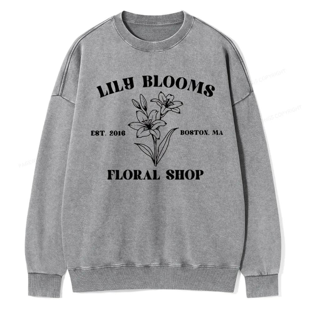 Pagewings Lily Bloom's Floral Unisex Washed Sweatshirt