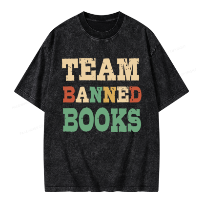 Pagewings Funny Team Banned Books Unisex Washed T-shirt