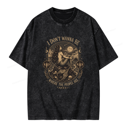 Pagewings I Don't Wanna Be Where The People Are Unisex Washed T-shirt