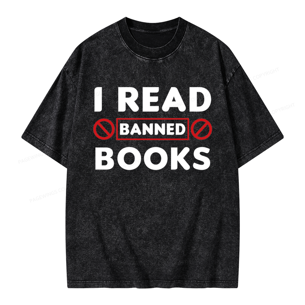 Pagewings I Read Banned Books Unisex Washed T-shirt