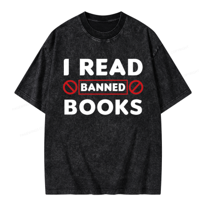 Pagewings I Read Banned Books Unisex Washed T-shirt