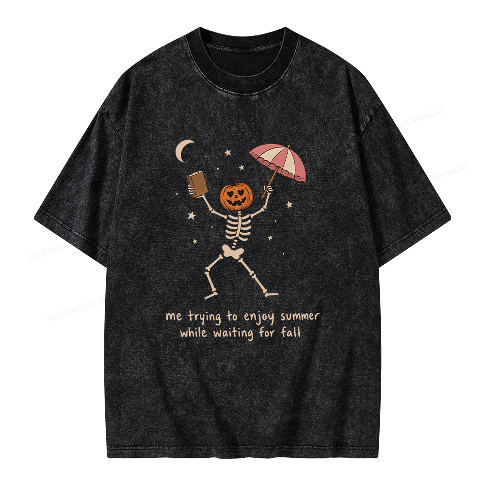 Pagewings Waiting For Fall Unisex Washed T-shirt