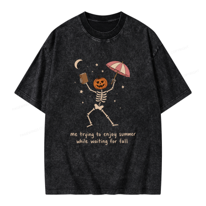 Pagewings Waiting For Fall Unisex Washed T-shirt