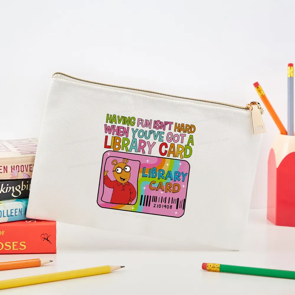 Pagewings Having Fun Isn't Hard When You've Got A Library Card Teacher Vintage Pouch
