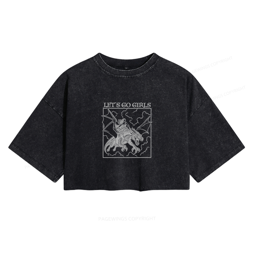 Pagewing Let's Go Girls16145 Read Women's Washed Cropped T-shirt