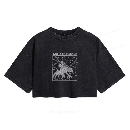 Pagewing Let's Go Girls16145 Read Women's Washed Cropped T-shirt