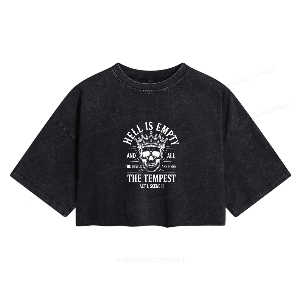 Pagewings Hell is Empty And All The Devils Are Here15698 Read Women's Washed Cropped T-shirt