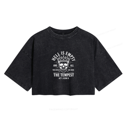 Pagewings Hell is Empty And All The Devils Are Here15698 Read Women's Washed Cropped T-shirt