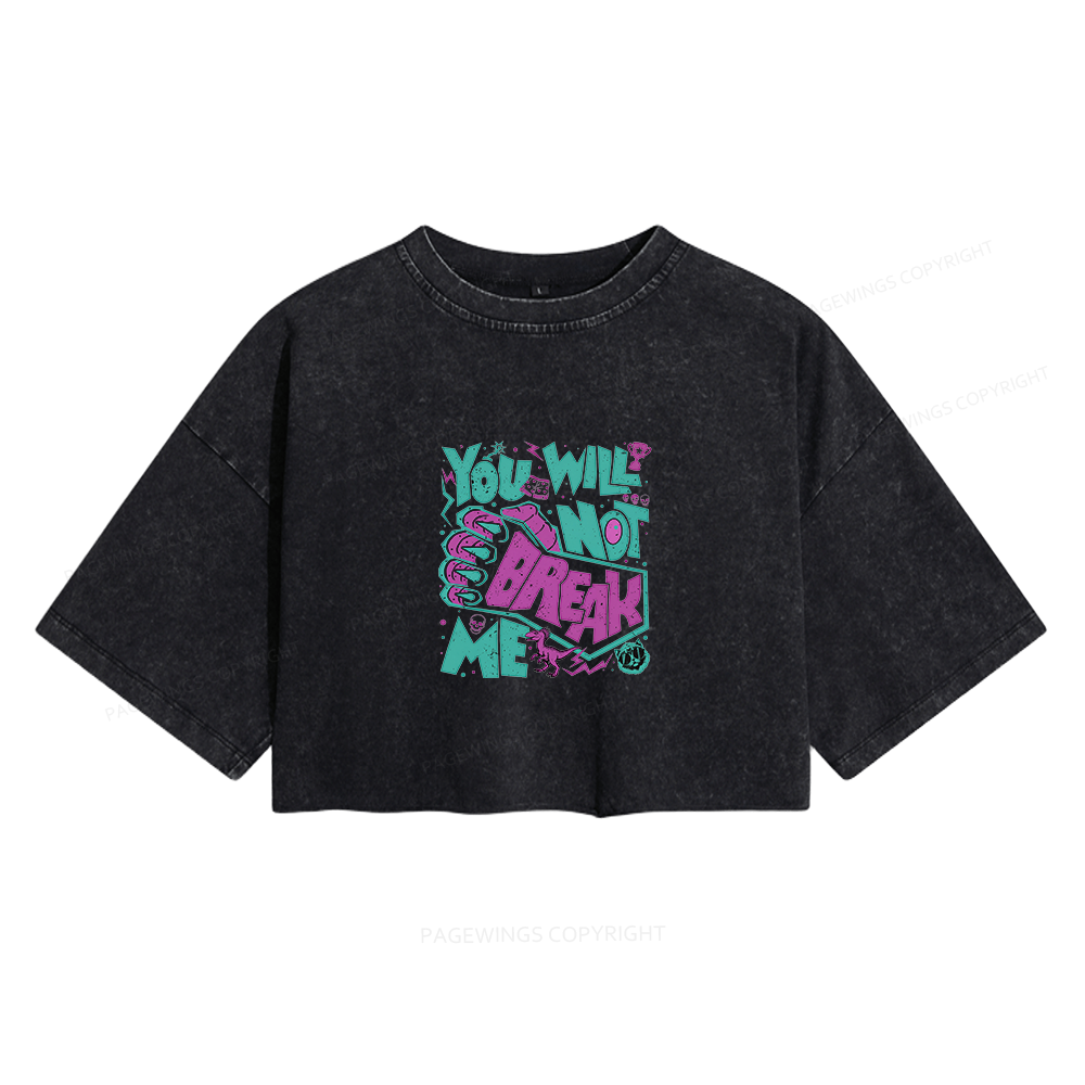 Pagewings You Will Not Break Me16015 Read Women's Washed Cropped T-shirt