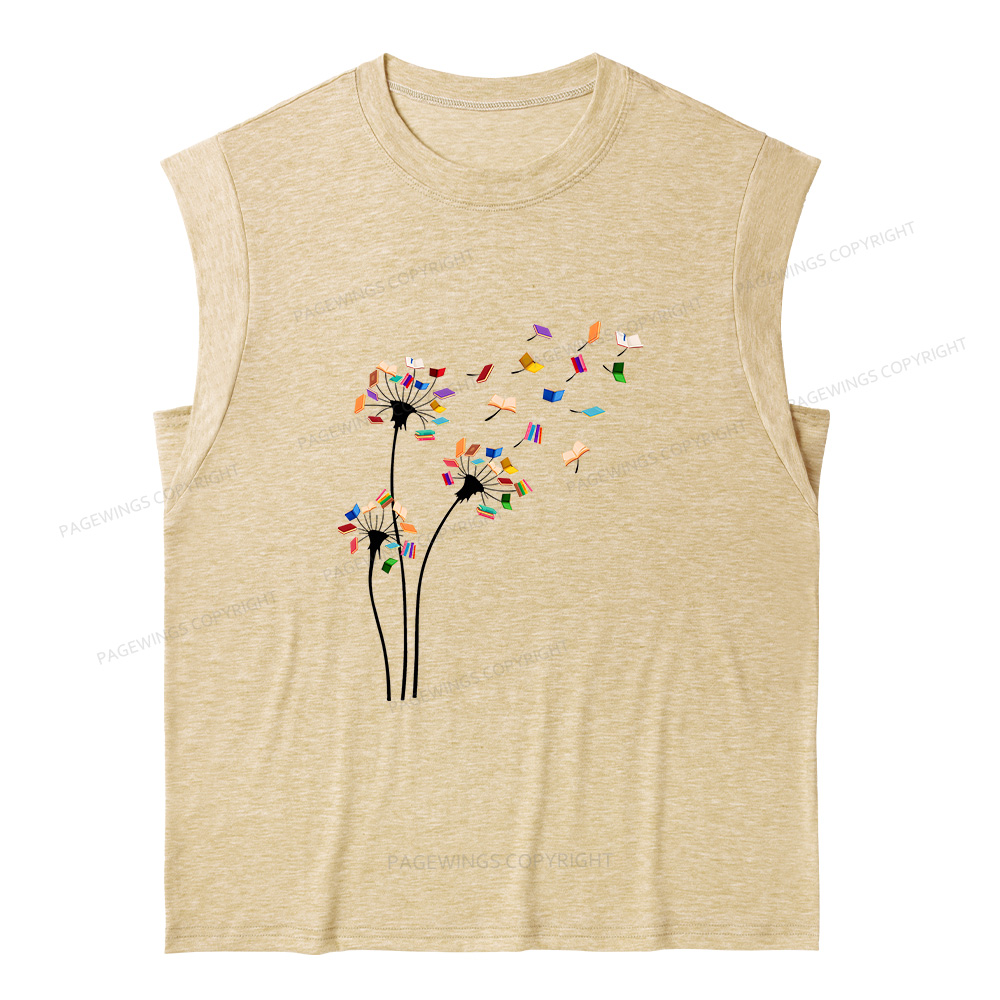 Pagewings Cute Dandelion Books10035 Bookish Women's Heather Tank Top