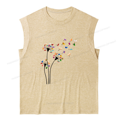 Pagewings Cute Dandelion Books10035 Bookish Women's Heather Tank Top