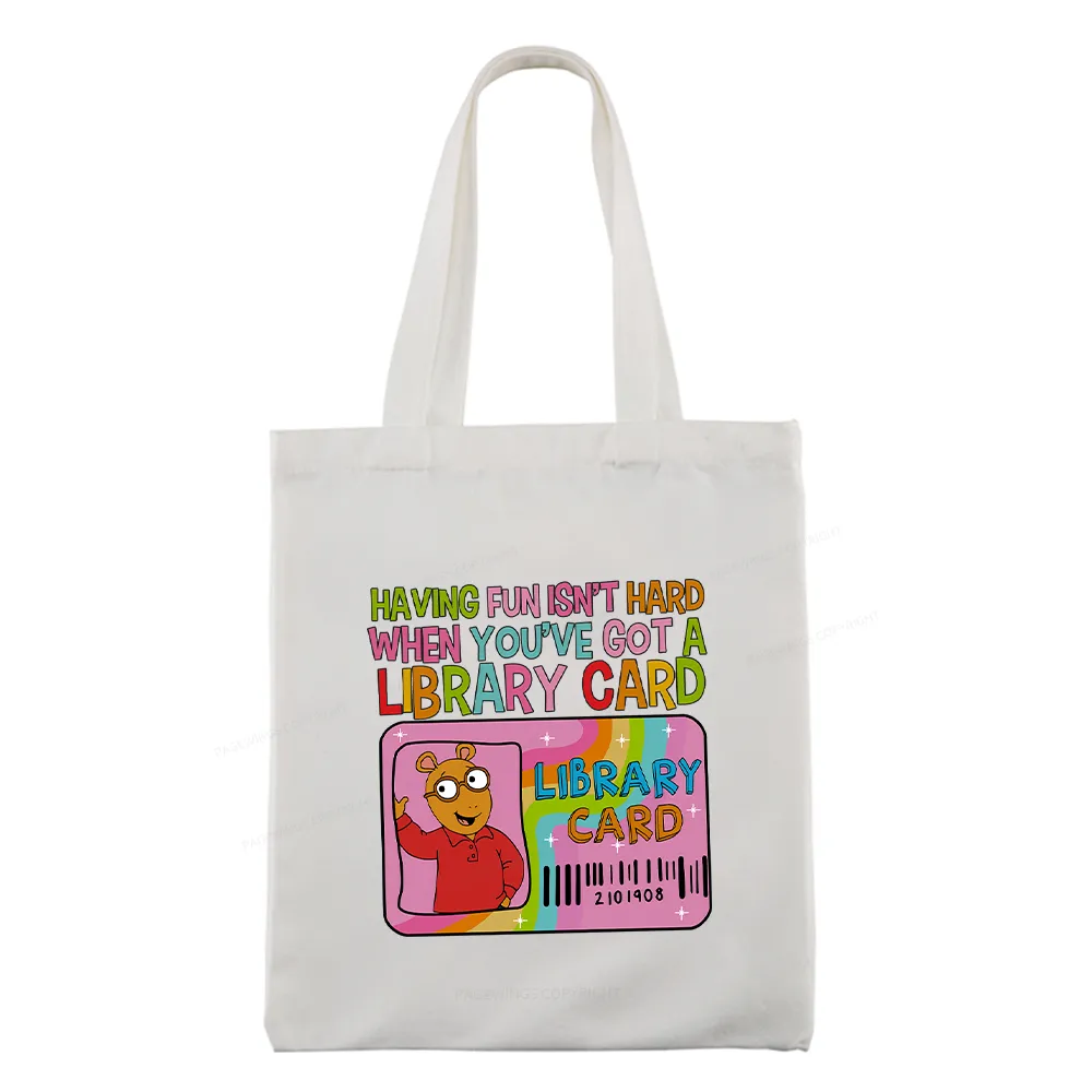 Pagewings Having Fun Isn't Hard When You've Got A Library Card Teacher Vintage Tote Bag