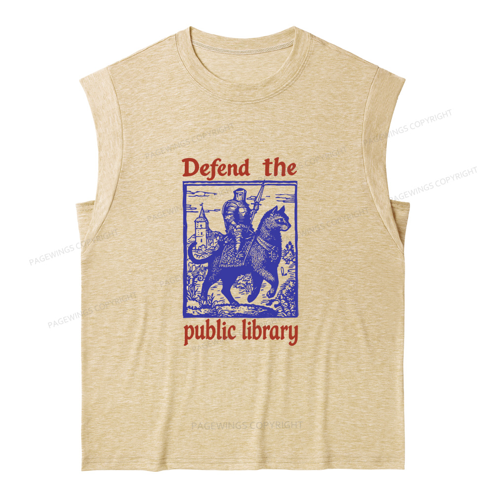 Pagewings Defend the Public Library12732 Bookish Women's Heather Tank Top
