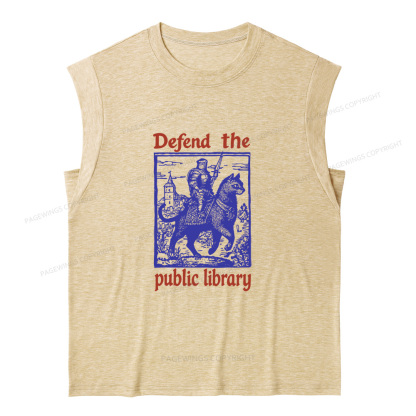 Pagewings Defend the Public Library12732 Bookish Women's Heather Tank Top