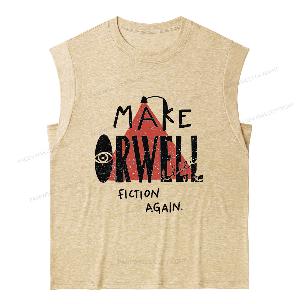 Pagewings Make Orwell Fiction Again10207 Bookish Women's Heather Tank Top