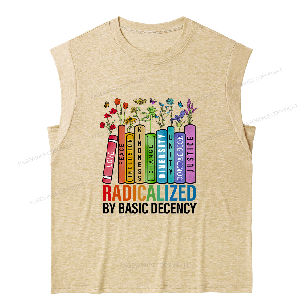 Pagewings Radicalized by Basic Decency14041 Bookish Women's Heather Tank Top