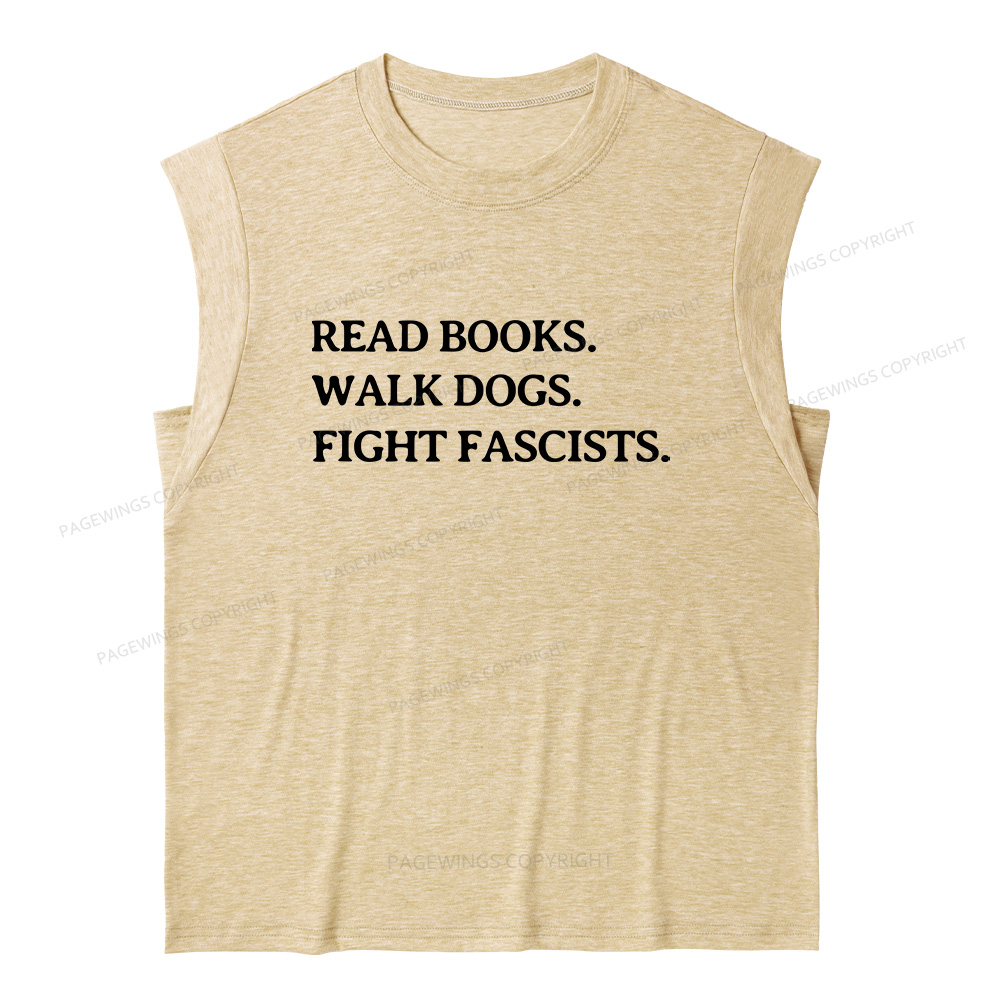 Pagewings Read Books Walk Dogs And Fight13236 Bookish Women's Heather Tank Top