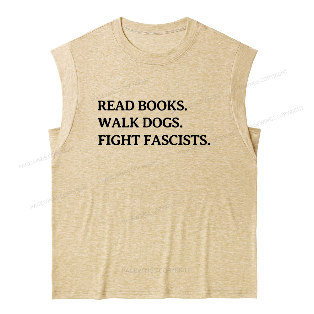 Pagewings Read Books Walk Dogs And Fight13236 Bookish Women's Heather Tank Top