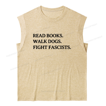 Pagewings Read Books Walk Dogs And Fight13236 Bookish Women's Heather Tank Top