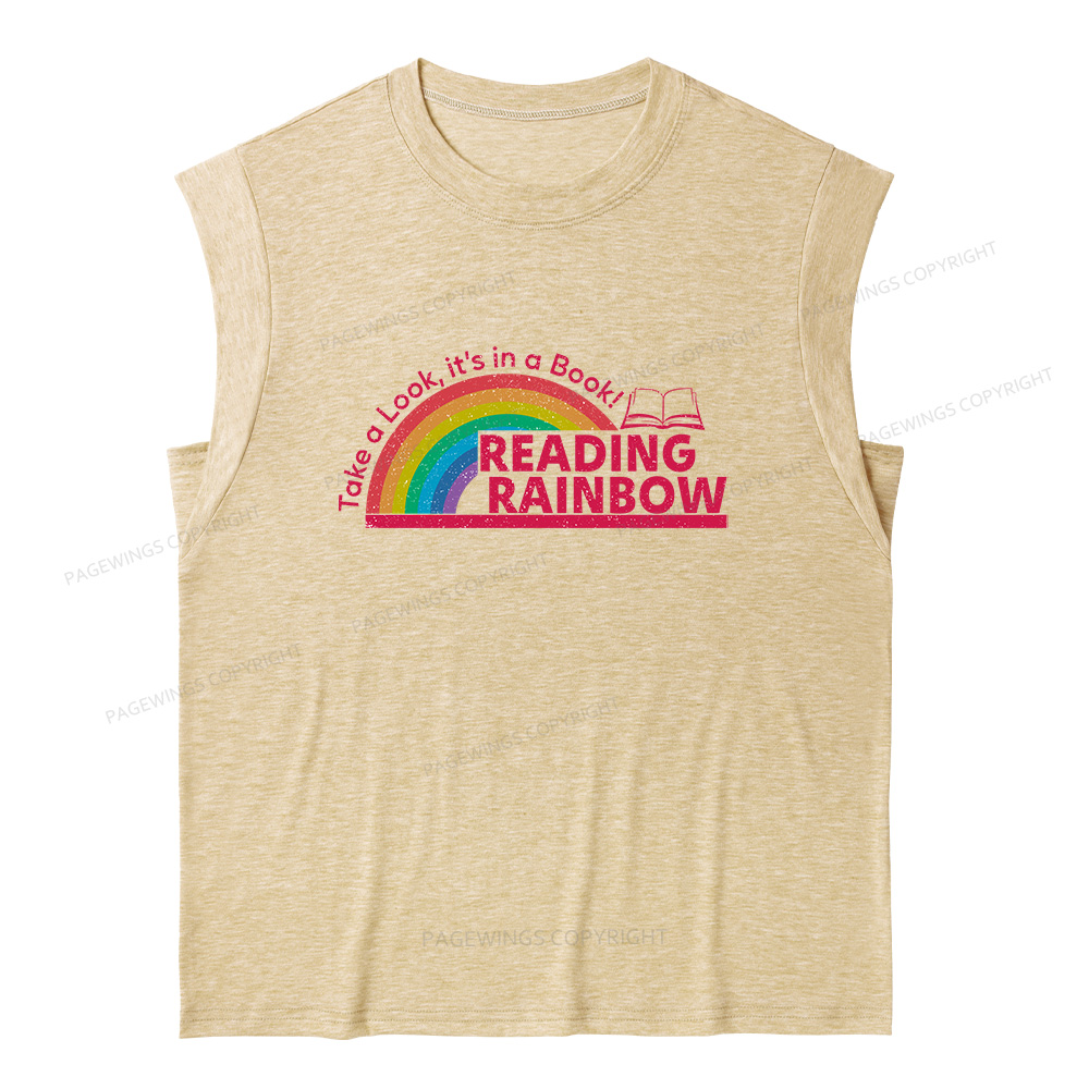 Pagewings Reading With Rainbow11479 Bookish Women's Heather Tank Top