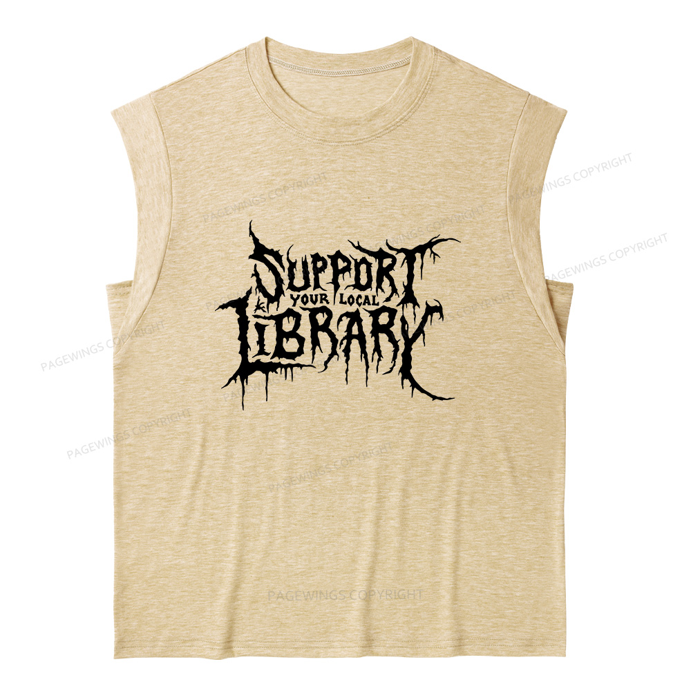 Pagewings Support Your Local Library 11432 Bookish Women's Heather Tank Top