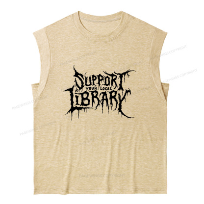 Pagewings Support Your Local Library 11432 Bookish Women's Heather Tank Top