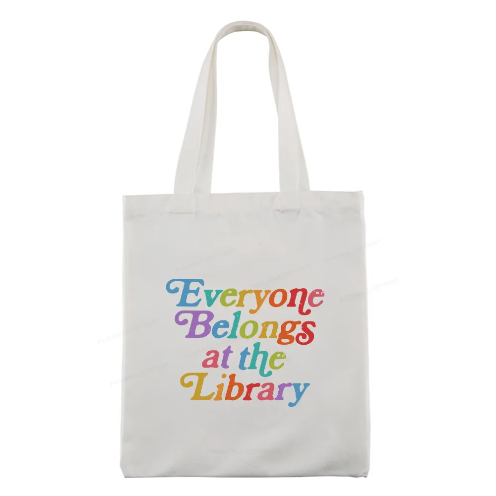 Pagewings Everyone belongs at the library Tote Bag