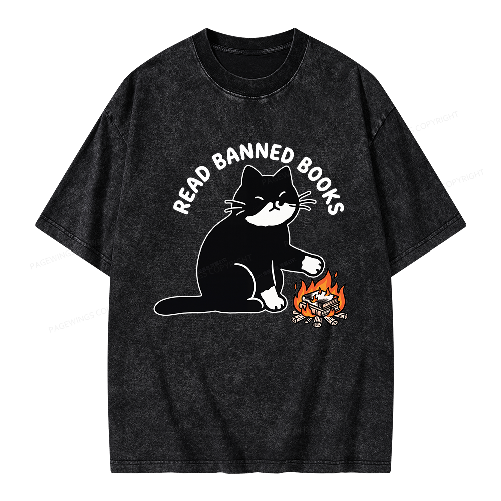 Pagewings Read Banned Books Unisex Washed T-shirt
