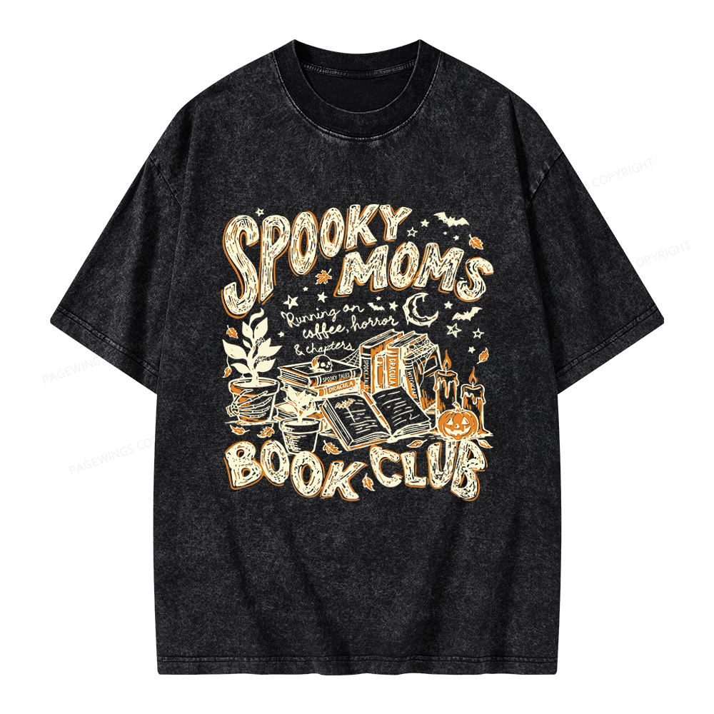 Pagewings Spooky Moms Book Club Unisex Washed T-shirt
