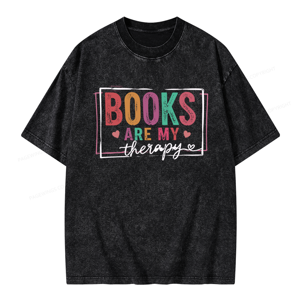 Pagewings Books Are My Therapy Unisex Washed T-shirt