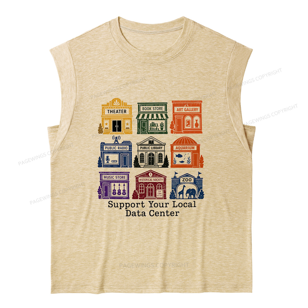 Pagewing Support Your Local Data Center 16102 Bookish Women's Heather Tank Top