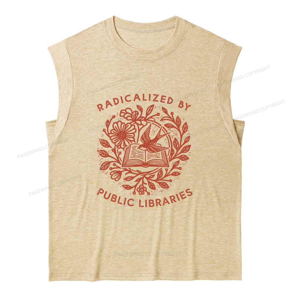 Pagewings Radicalized By Public Libraries 15729 Bookish Women's Heather Tank Top