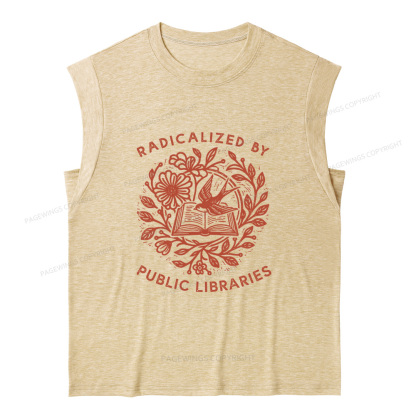 Pagewings Radicalized By Public Libraries 15729 Bookish Women's Heather Tank Top