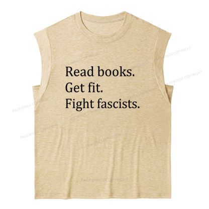 Pagewings Read Books Get Fit Fight Fascists 15980 Bookish Women's Heather Tank Top