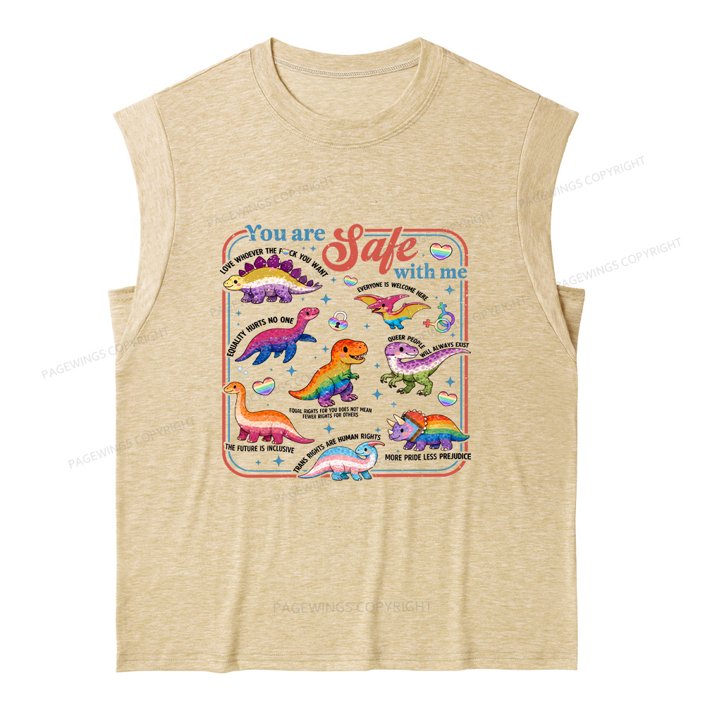 Pagewings You Are Safe With Me 15899 Bookish Women's Heather Tank Top