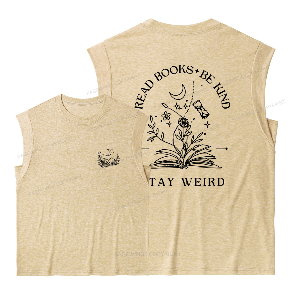 Pagewings Read Books Be Kind Stay Weird Women's Heather Tank Top