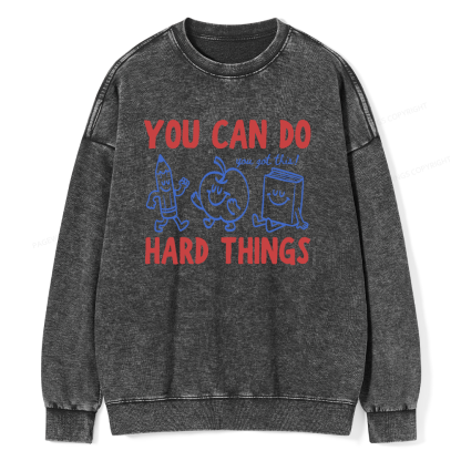 Pagewings You Can Do Hard Things Unisex Washed Sweatshirt