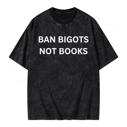 Pagewing Ban Bigots Not Books Unisex Washed T-shirt