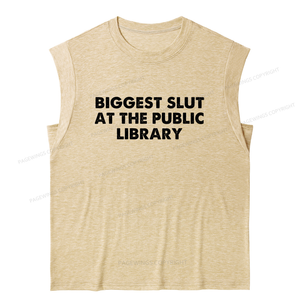 Pagewings Biggest Slut At The Public Library 13016 Bookish Women's Heather Tank Top
