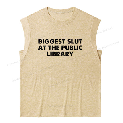 Pagewings Biggest Slut At The Public Library 13016 Bookish Women's Heather Tank Top