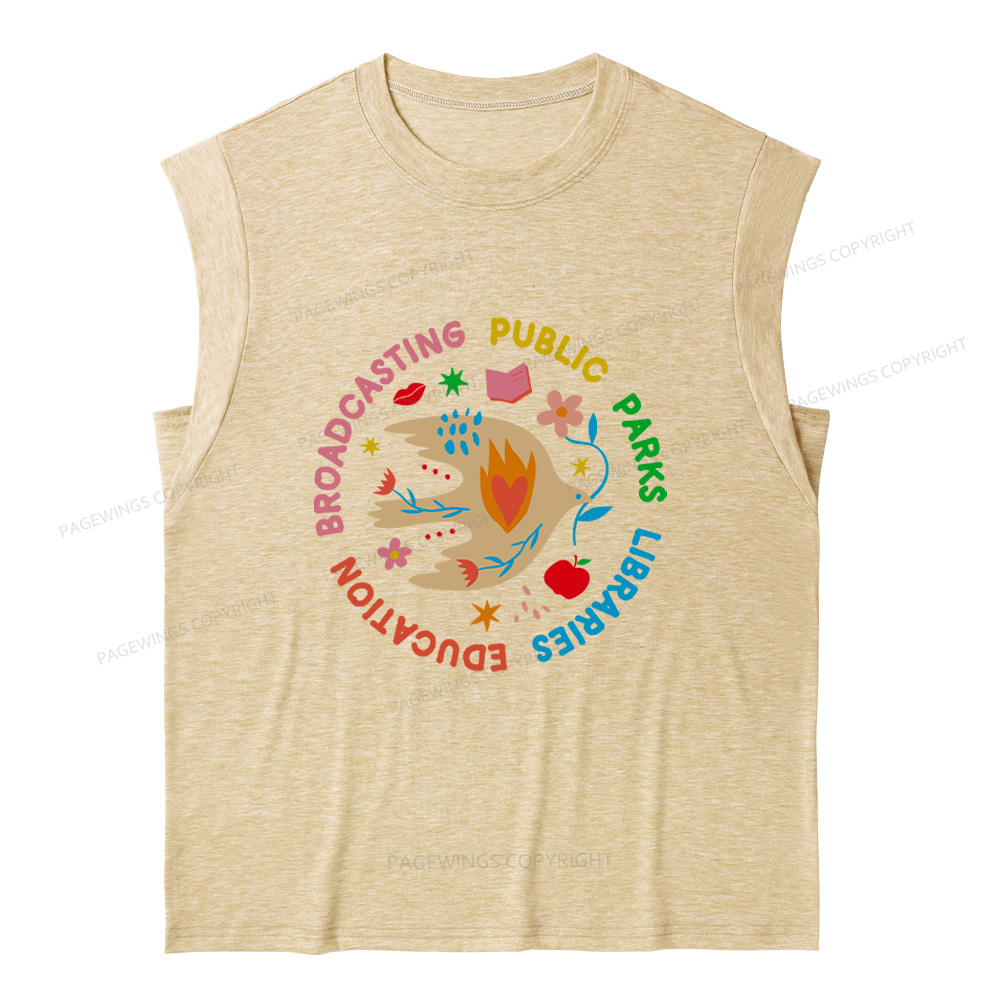 Pagewings Public Parks Libraries Education Broadcasting 12611 Bookish Women's Heather Tank Top