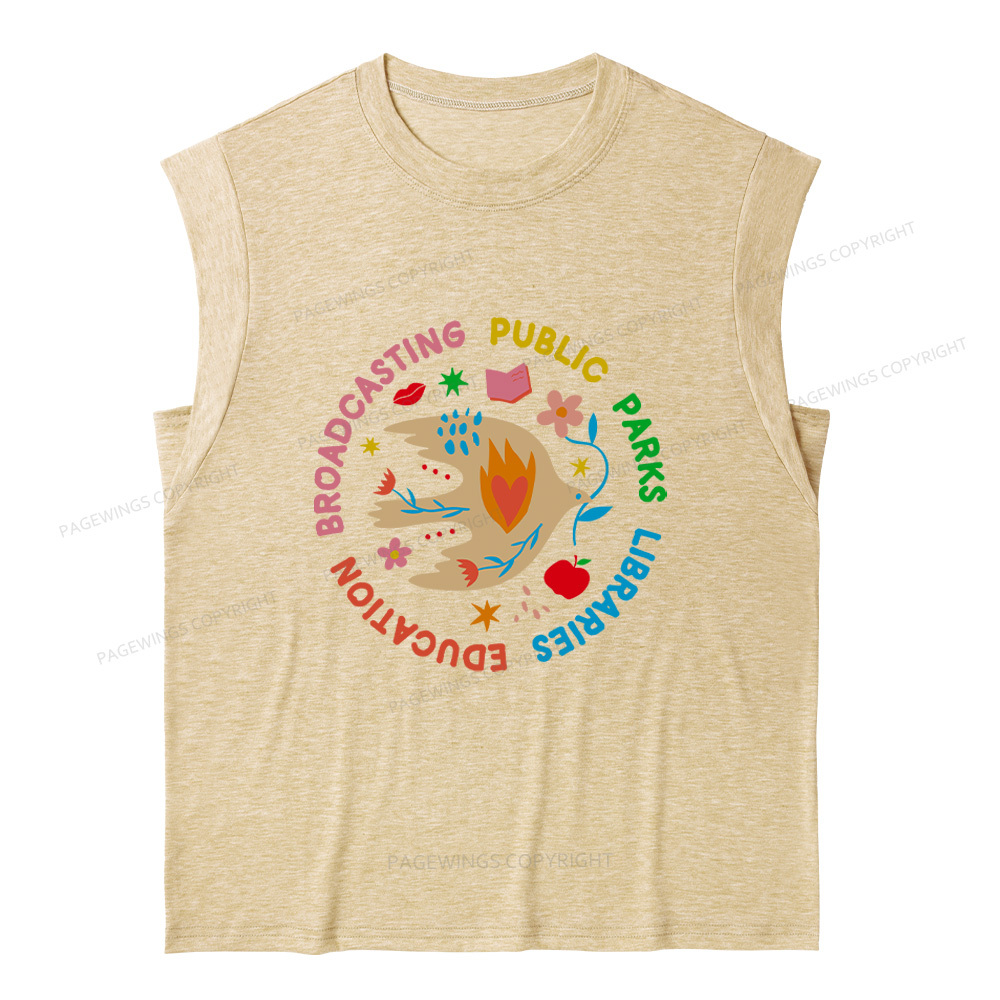 Pagewings Public Parks Libraries Education Broadcasting 12611 Bookish Women's Heather Tank Top